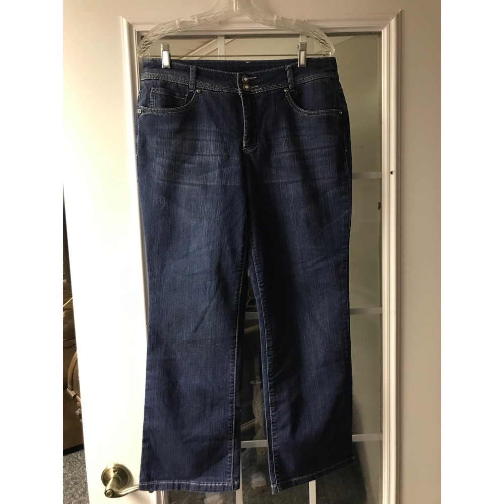 Christopher & Banks Signature Slimming Dark Bootcut Jeans Women Size 10 Short